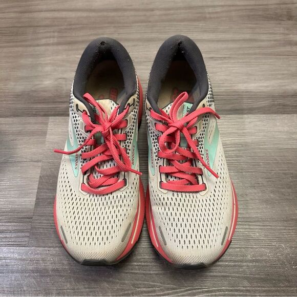 Brooks Ghost 14 Womens 8 Running Shoe Grey Pink Trainer Athletic Walking - Picture 2 of 13
